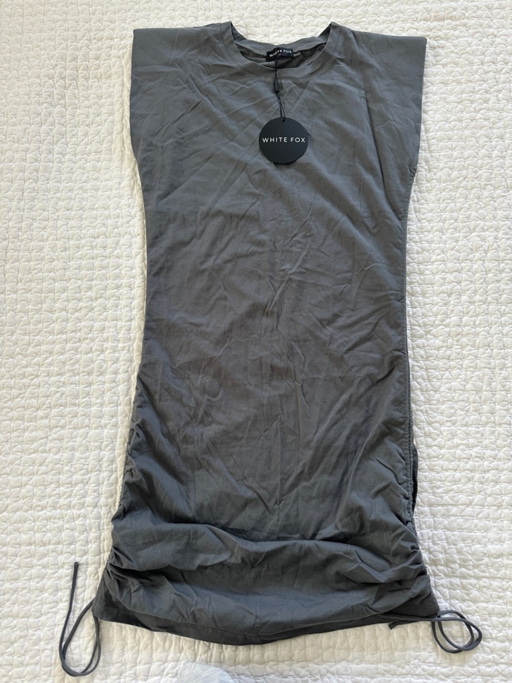 White Fox Boutique Gray Ruched Side Tank Dress